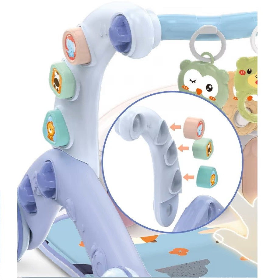 Joyous 2 in 1 Baby Musical Piano Play Mat With Push Walker Light Blue