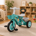 Musical Kids Tricycle With Storage Basket - Sea Green