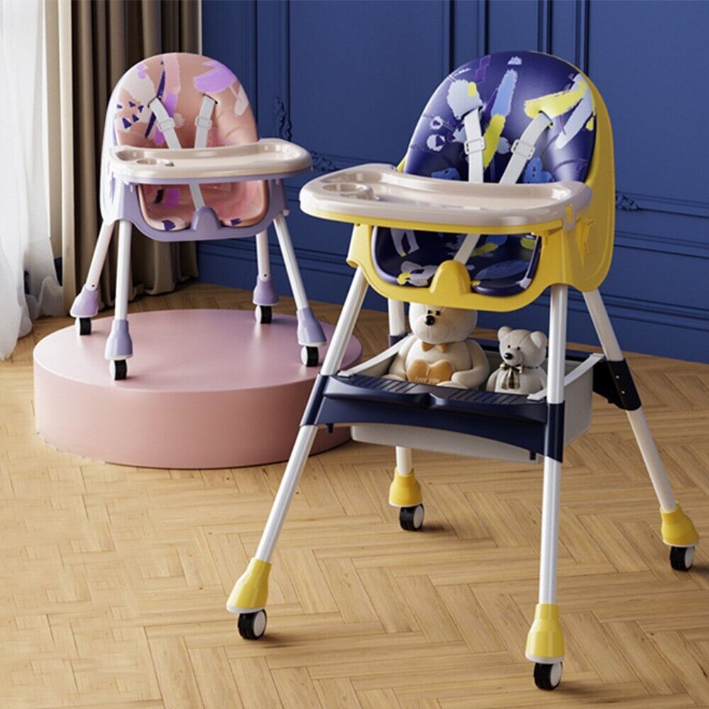 Infantes 4 in 1 Baby High Chair Foldable With Adjustable Legs Feeding Tray - Pink