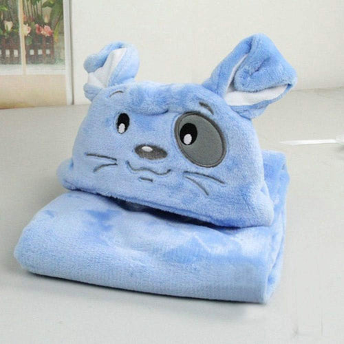 Cartoon Character Baby Hooded Towel Blanket Blue