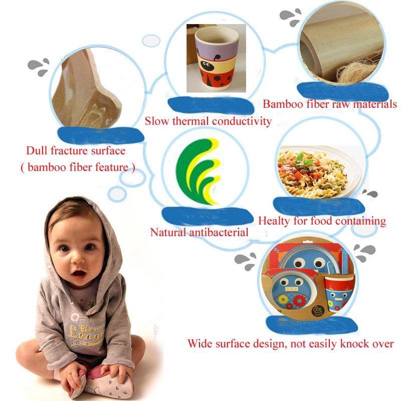 Bamboo Fiber 5 Pcs Tableware Set Cow