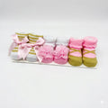 Baby Girl Booties/Socks Pack Of 3 Pairs Pink Golden