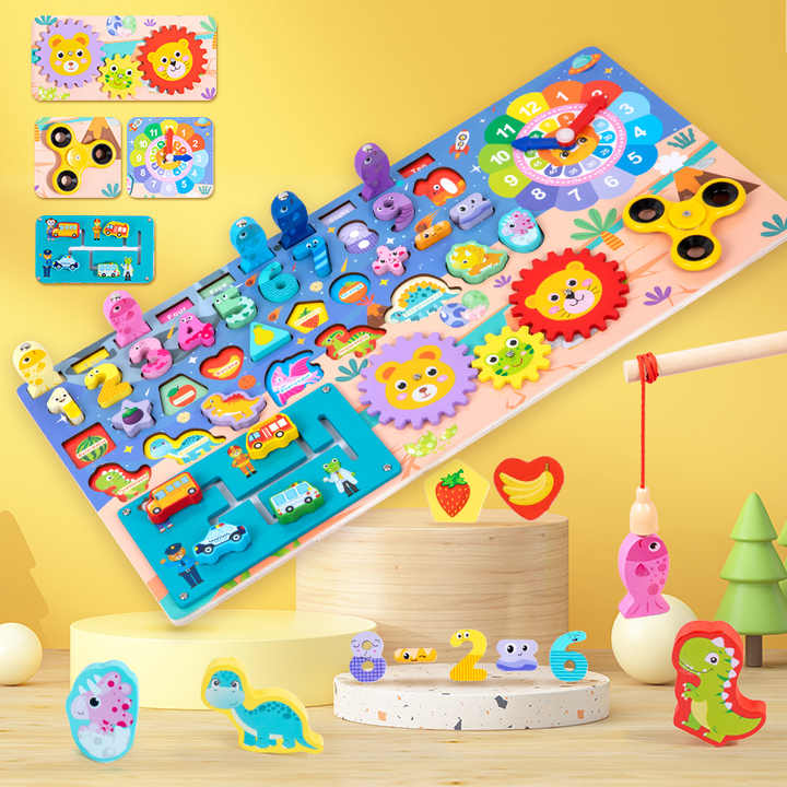 8 in 1 Multifunctional Wooden Puzzle Board