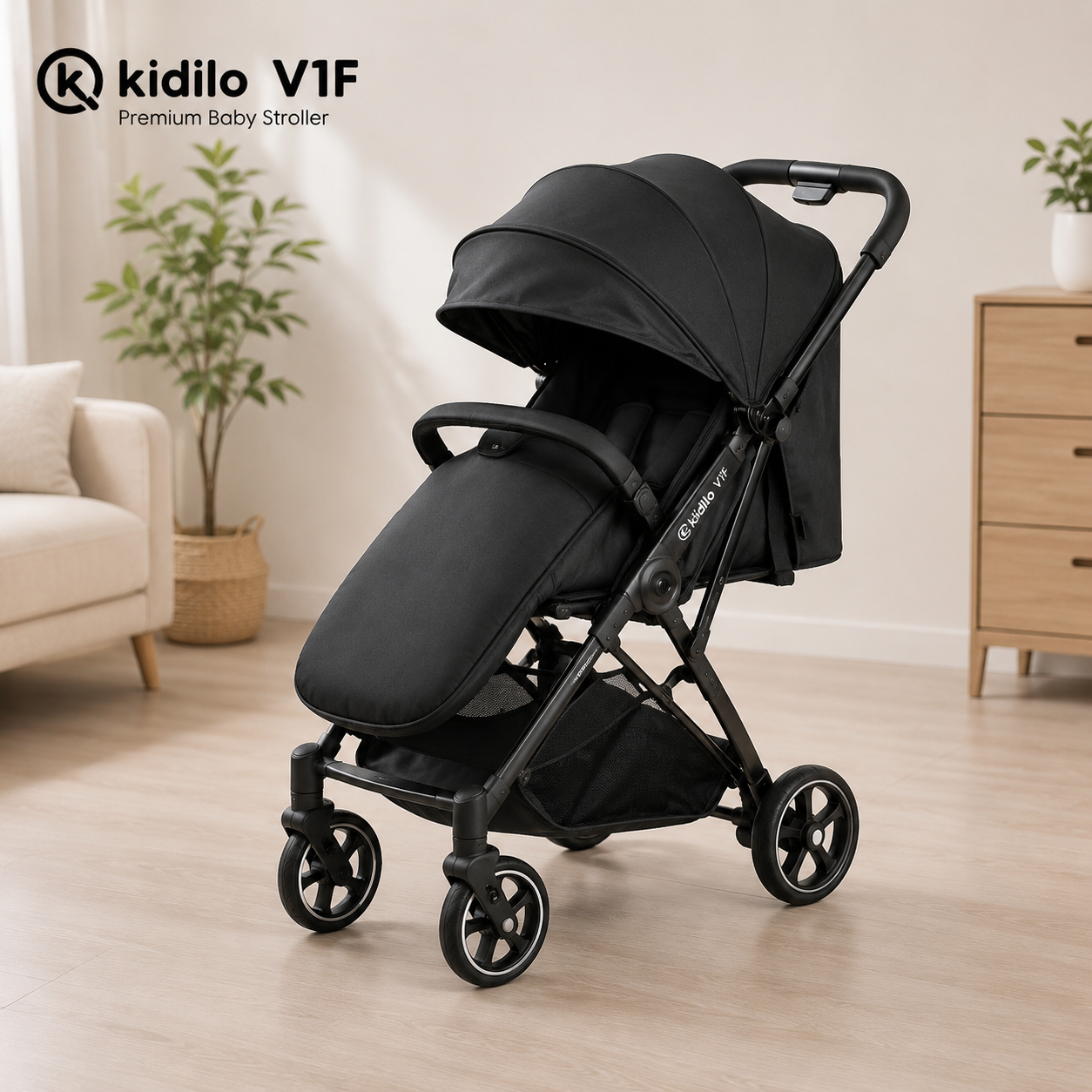 Premium Foldable Baby Stroller - Black