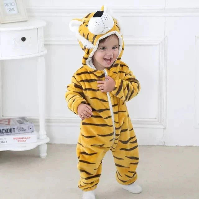 Cute Animal Soft Fleece Costume Jumpsuit Tiger