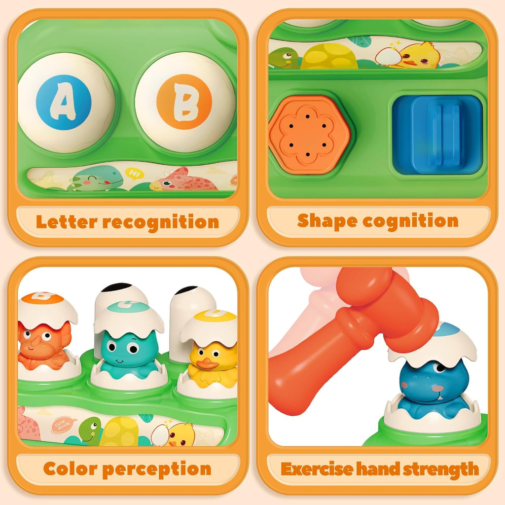 Cute Dinosaur Alphabet Pop Up Buttons With Hammer for Toddlers