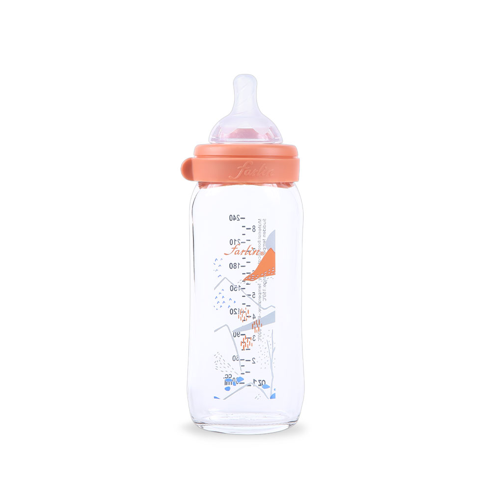 Farlin Wide Neck Glass Feeder 240ml-Orange-AB-32012
