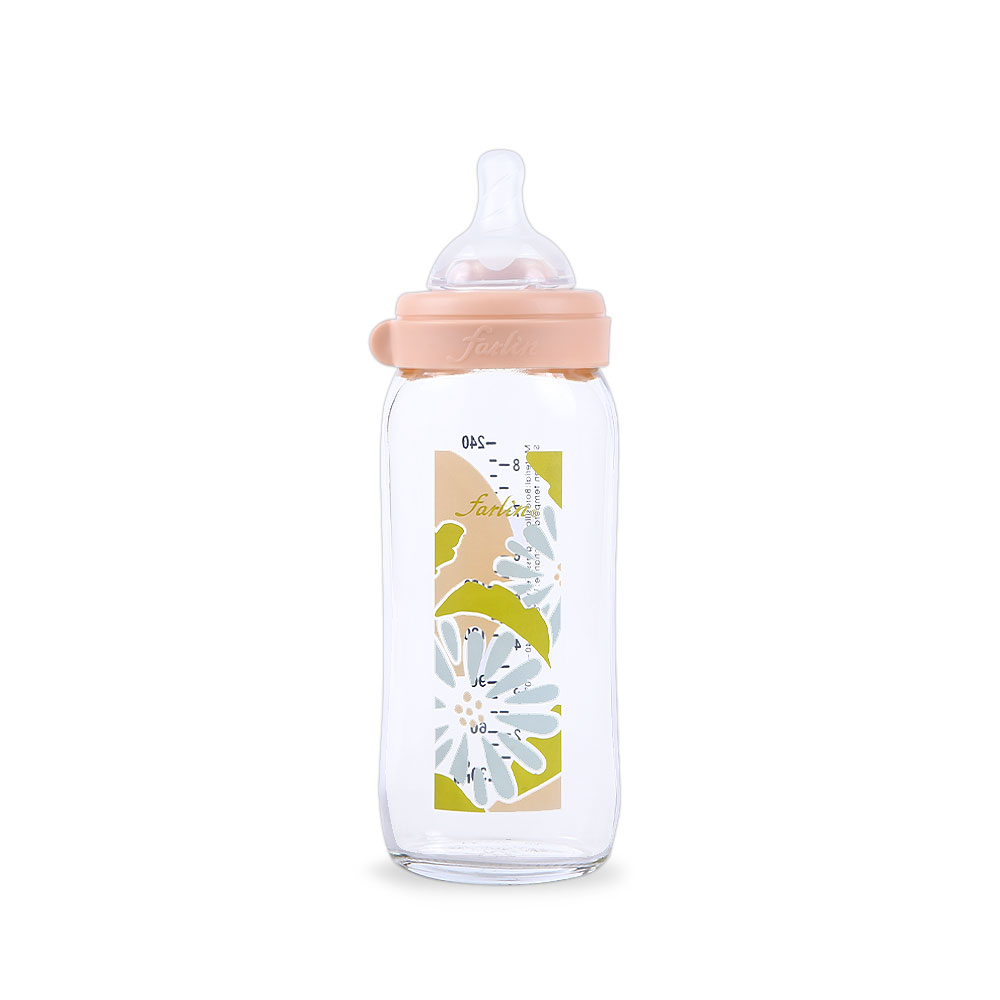 Farlin Wide Neck Glass Feeder 240ml-Pink-AB-32012