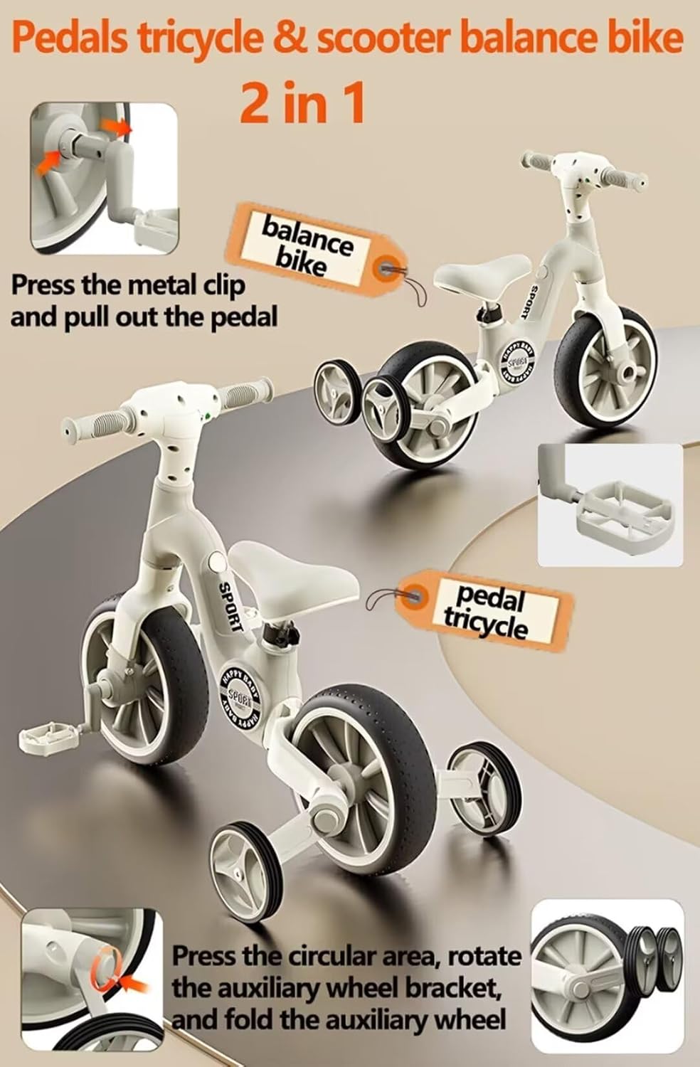 Infantes Kids Tricycle Beige - 980
