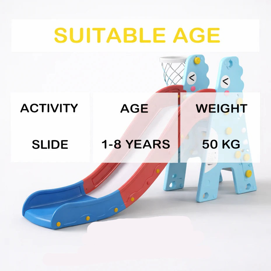 Kids Indoor & Outdoor Slide with Basketball Hoop