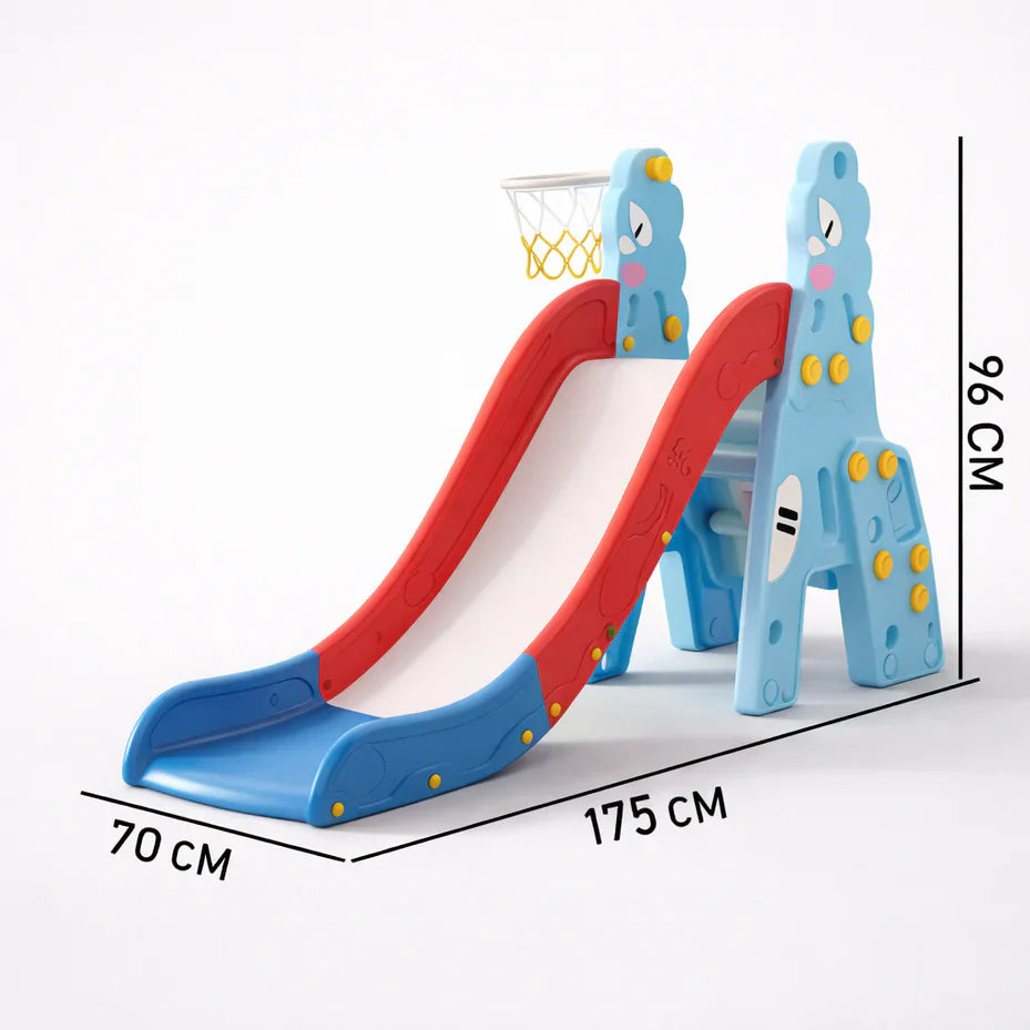 Kids Indoor & Outdoor Slide with Basketball Hoop