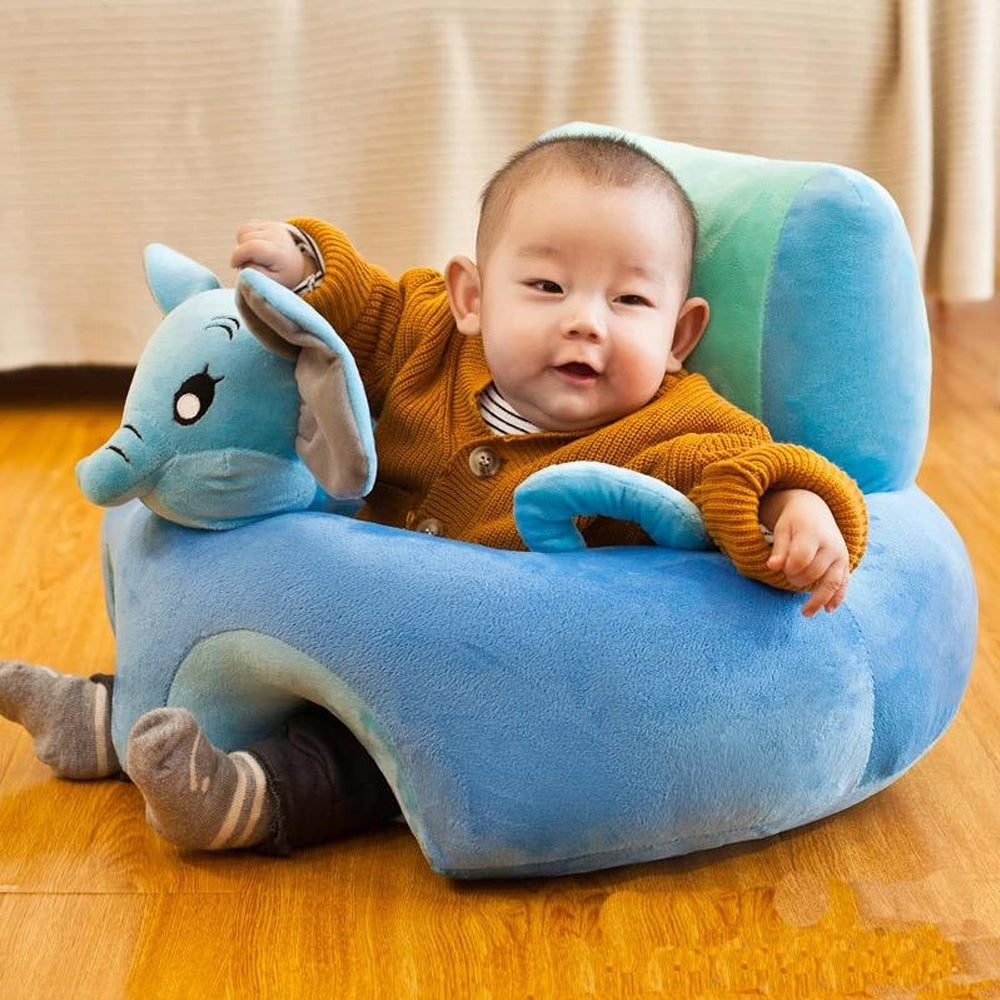 Learn to Sit with Back Support Baby Character Floor Seat with Side Handles Yellow And Blue Dog