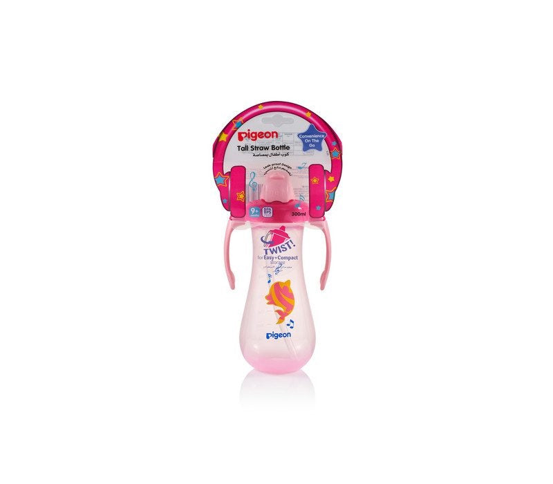 Pigeon Tall Straw Bottle Pink-D78088