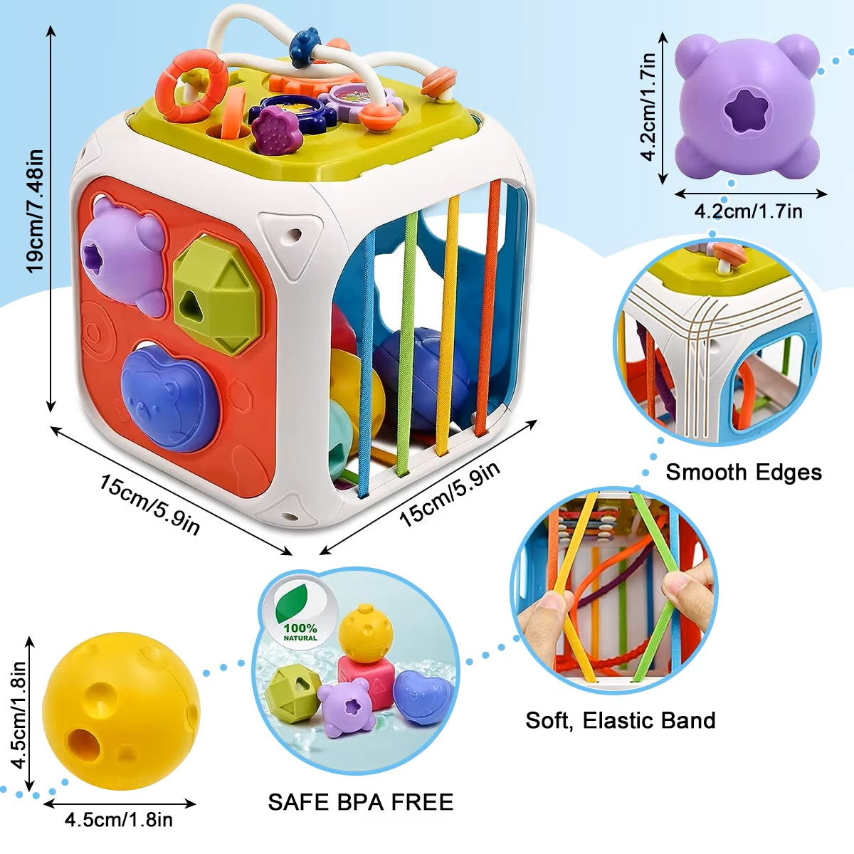 Shape Sorting Box 7 In 1 Sensory Cube