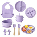 8 PCS Silicone Utensil/Feeding Set Purple