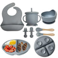 8 PCS Silicone Utensil/Feeding Set Grey