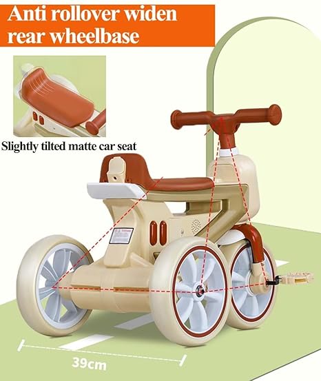 Tricycle Model For Kids With Rear HANDLE - 3010-T Beige