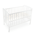 Tinnies White Wooden Baby Cot with Adjustable Side Panel, Wheels & Mosquito Net (0–4 Years, Up to 18 kg)