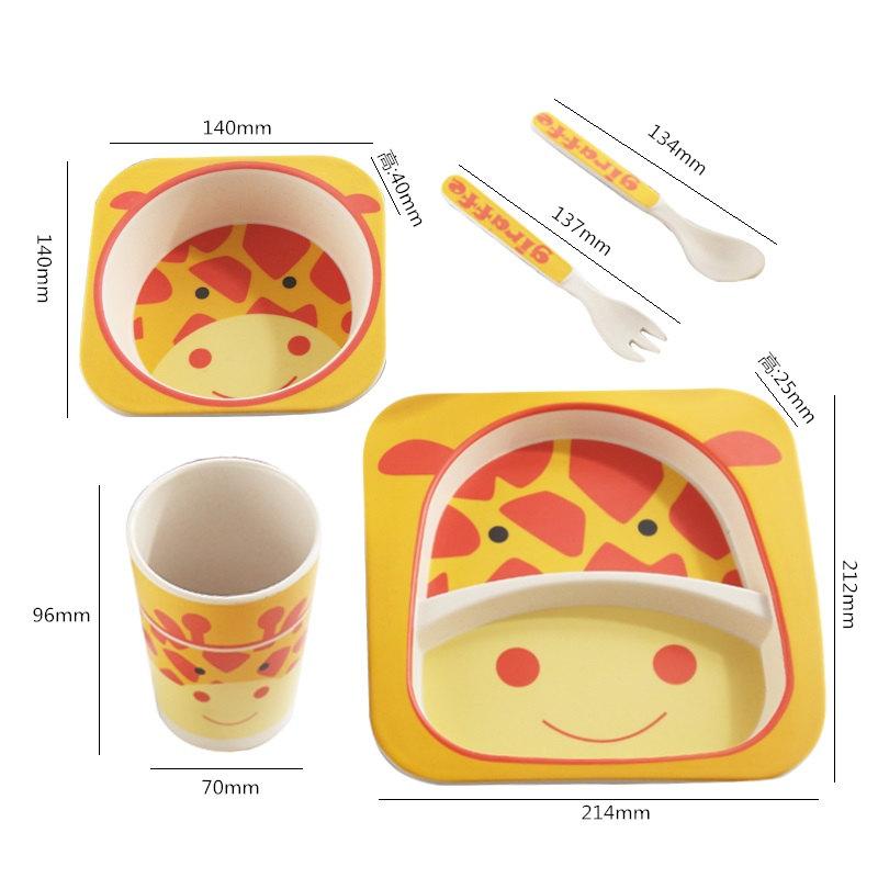 Bamboo Fiber 5 Pcs Tableware Set Flamingo