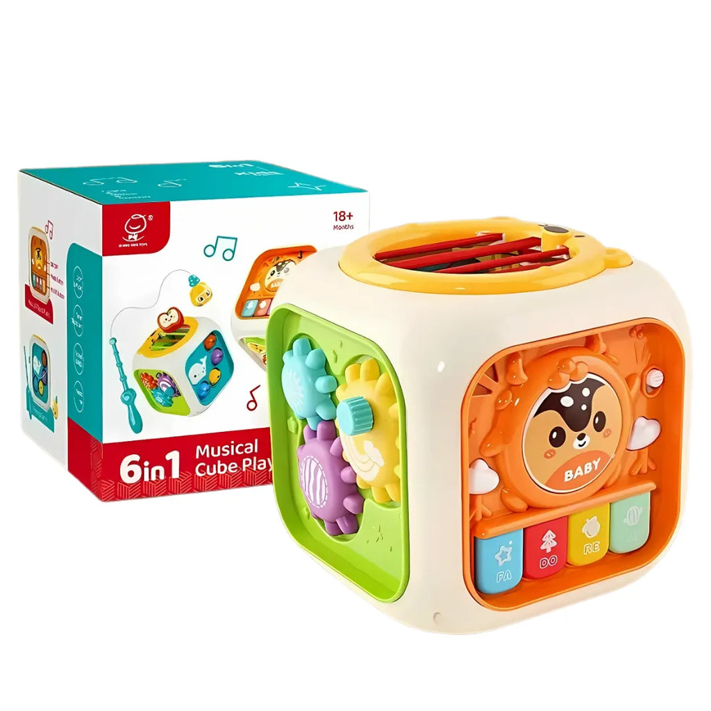 6 in 1 Activity Cube Box With Piano And Drum For Toddlers